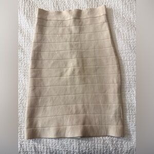 bebe Cream Textured Bandage Pencil Skirt